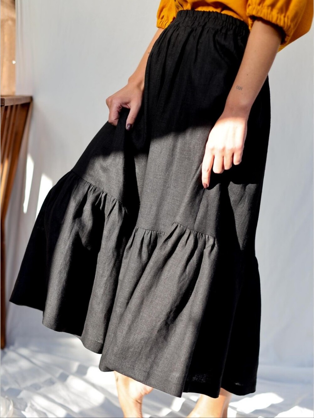 Heart's Desire By Mary Grace Fairy Skirt In Black Linen